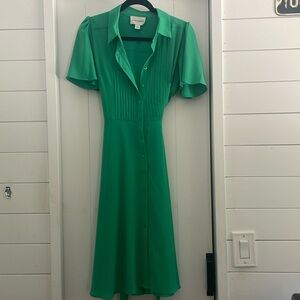 Donna Morgan green button down tie dress